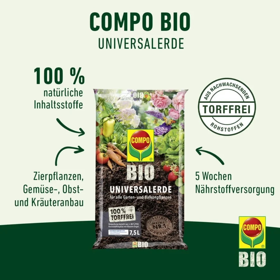 COMPO BIO Universal-Erde torffrei, 7,5 Liter – Bild 3