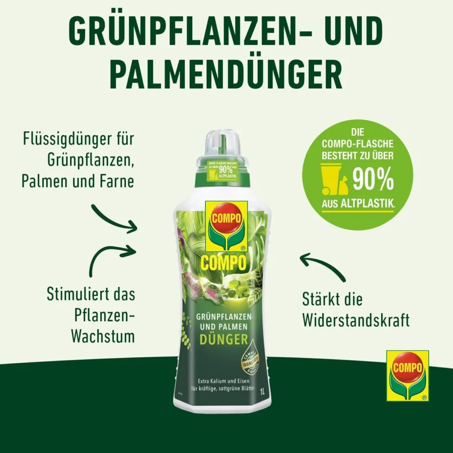 COMPO Grünpflanzen- und Palmendünger, 1 Liter – Bild 2