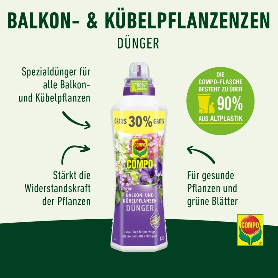 COMPO Balkon- und Kübelpflanzendünger, 1,3 Liter – Bild 2