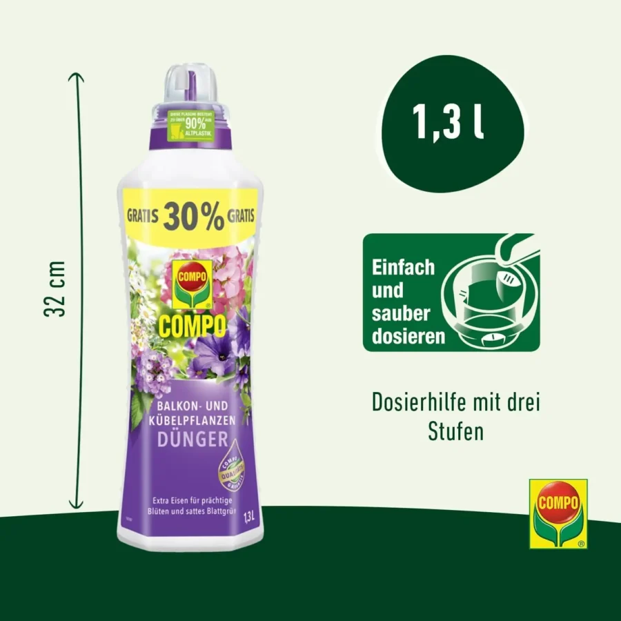 COMPO Balkon- und Kübelpflanzendünger, 1,3 Liter – Bild 3