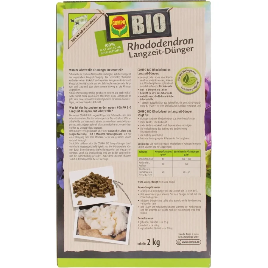 COMPO BIO Rhododendron- und Hortensien Langzeit-Dünger, 2 kg – Bild 9