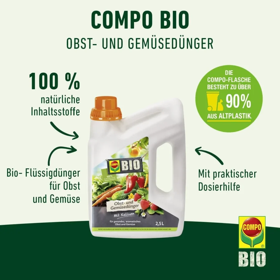 COMPO BIO Obst- und Gemüsedünger, 2,5 Liter – Bild 2