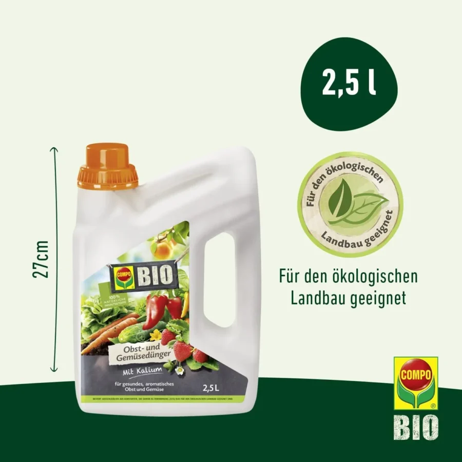 COMPO BIO Obst- und Gemüsedünger, 2,5 Liter – Bild 3