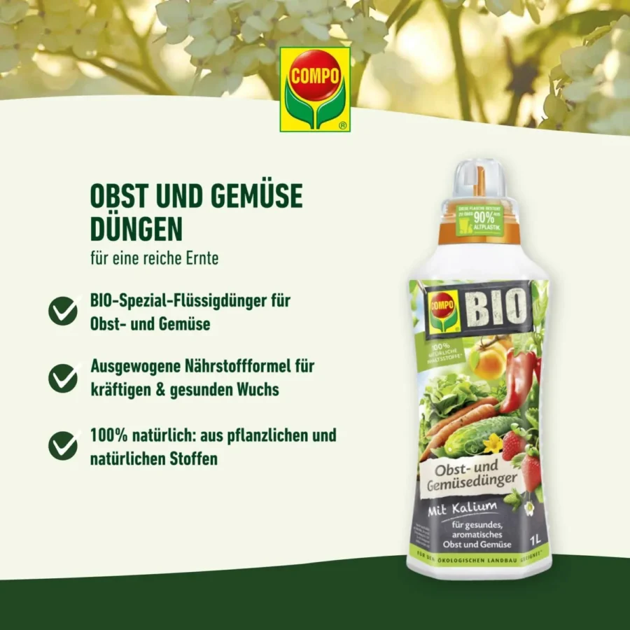 COMPO BIO Obst- und Gemüsedünger, 2,5 Liter – Bild 8