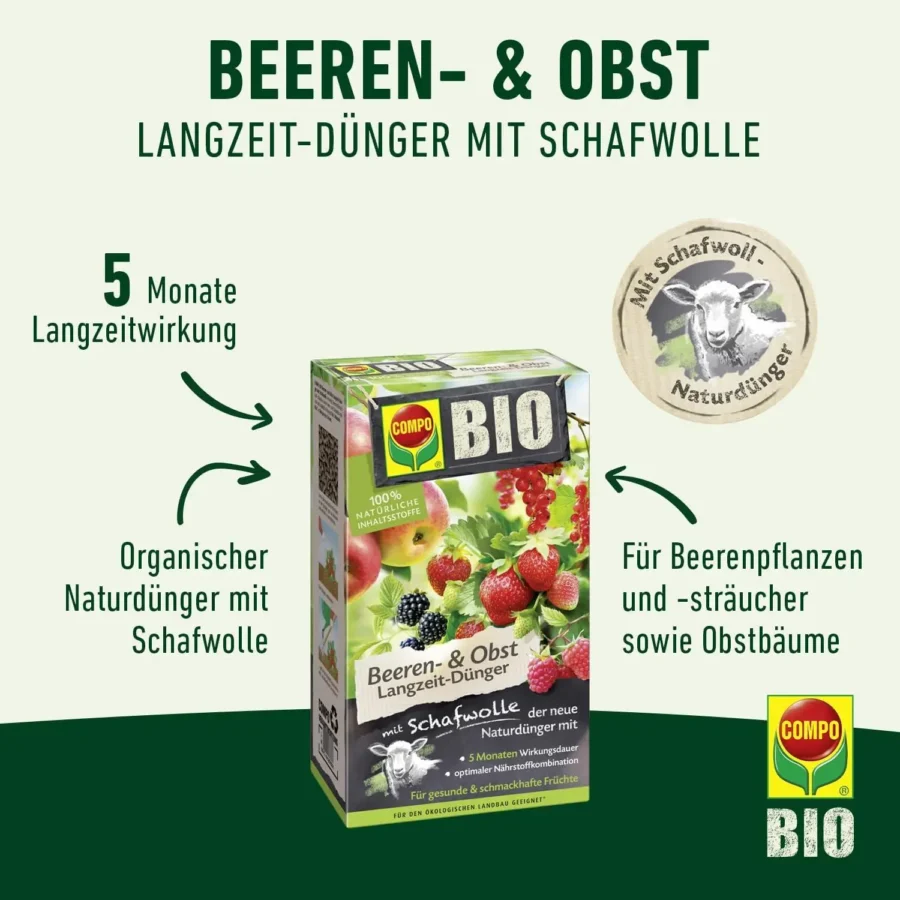 COMPO BIO Beeren- und Obst Langzeitdünger, 2 kg – Bild 2