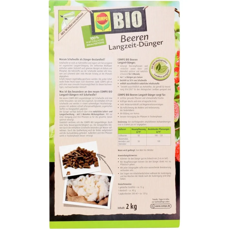 COMPO BIO Beeren- und Obst Langzeitdünger, 2 kg – Bild 9