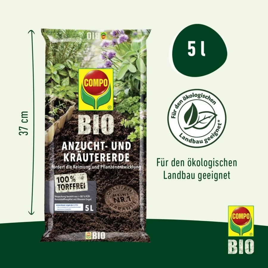 COMPO BIO Anzucht- und Kräutererde torffrei, 5 Liter – Bild 3