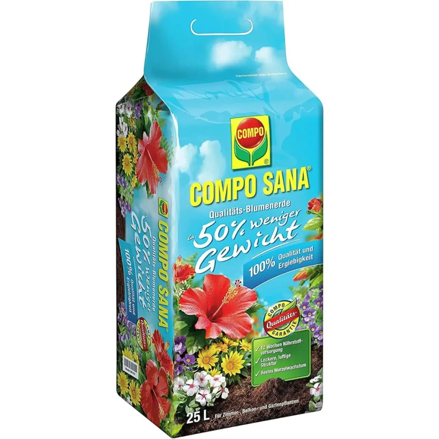 COMPO SANA Qualitäts-Blumenerde ca. 50% weniger Gewicht, 25l