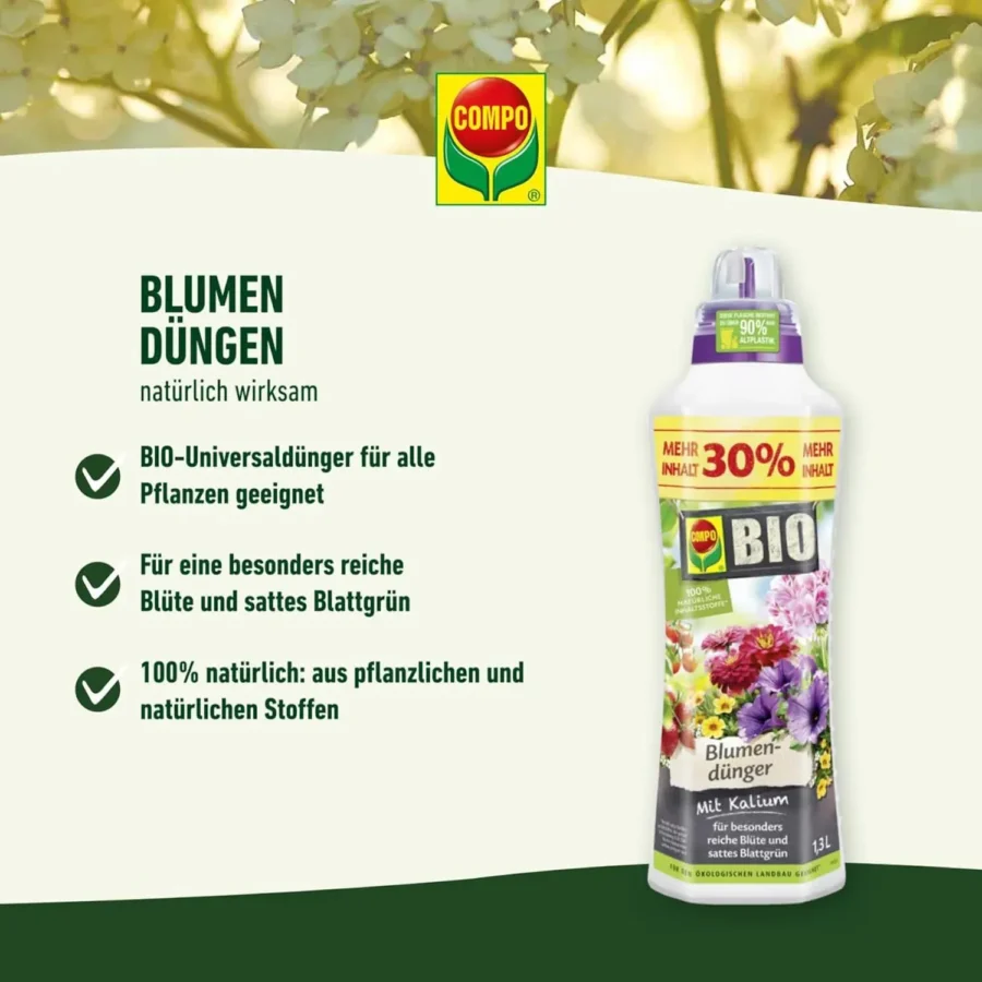 COMPO BIO Blumendünger, 1,3 Liter Dosierflasche – Bild 2