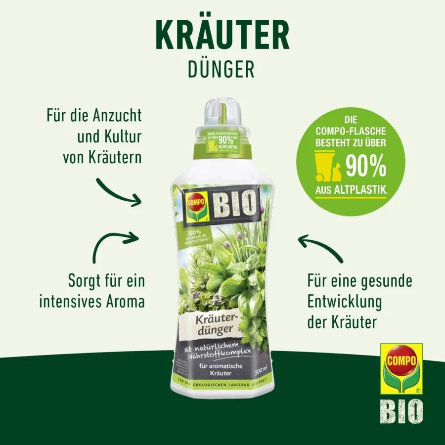 COMPO BIO Kräuterdünger, 500 ml Dosierflasche – Bild 2