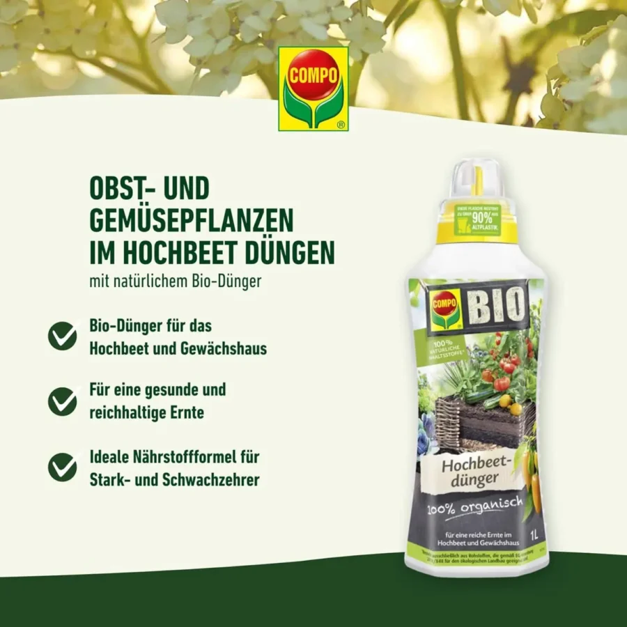 COMPO BIO Hochbeetdünger, 1 Liter Dosierflasche – Bild 2