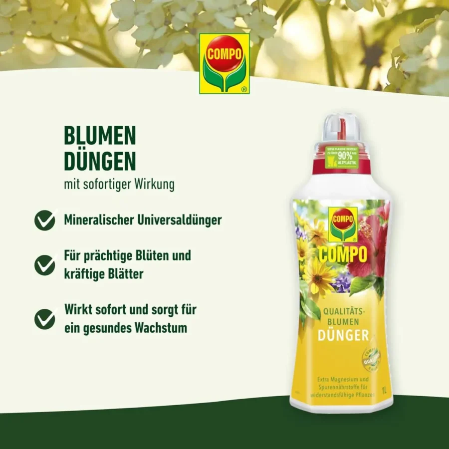 COMPO Qualitäts-Blumendünger, 1 Liter Dosierflasche – Bild 2