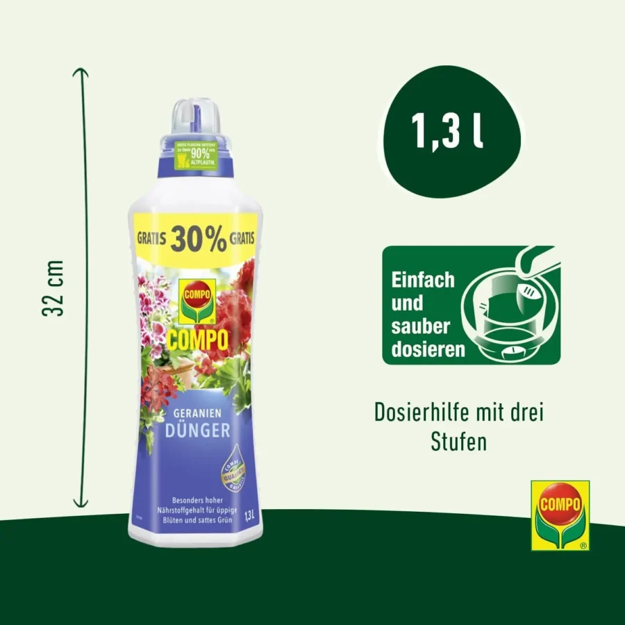 COMPO Geraniendünger, 1,3 Liter Dosierflasche – Bild 3