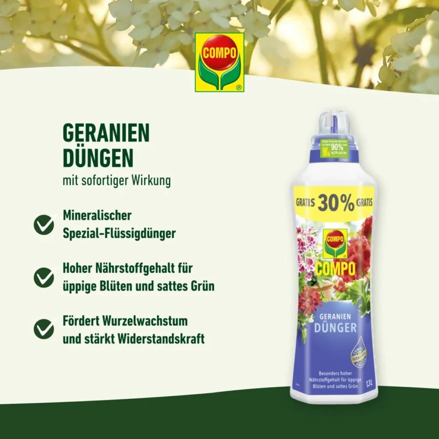 COMPO Geraniendünger, 1,3 Liter Dosierflasche – Bild 8