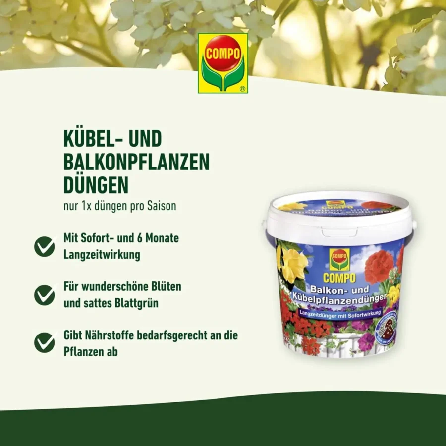 COMPO Balkon- und Kübelpflanzendünger, 1,2 kg Eimer – Bild 2