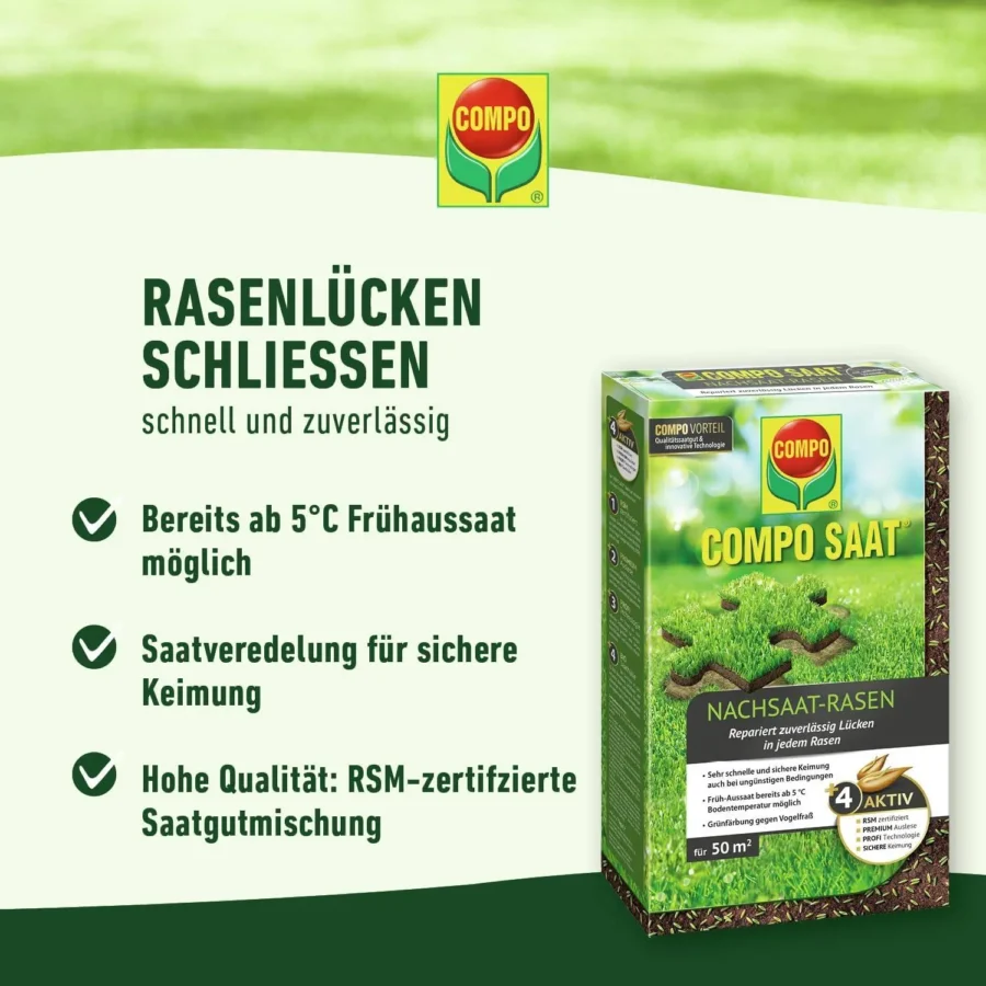 COMPO SAAT Nachsaat-Rasen, 500 g für 25 qm – Bild 8