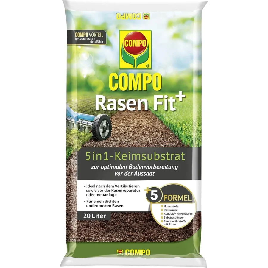 COMPO Rasen Fit+ - 5in1 Keimsubstrat, 20 Liter für 10 qm