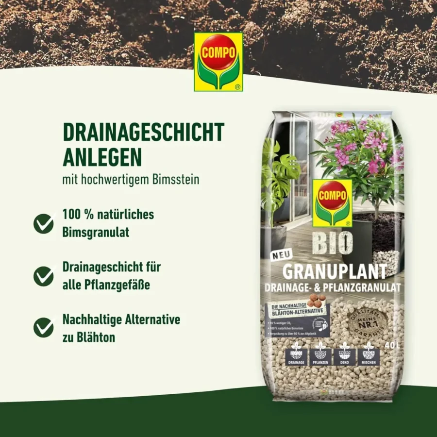 COMPO BIO GRANUPLANT Drainage- & Pflanzgranulat, 5 Liter – Bild 2