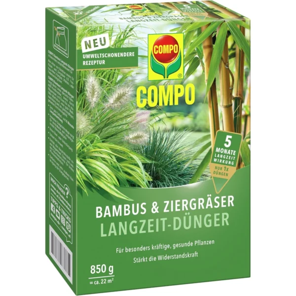 COMPO Bambus Ziergräser Langzeit Dünger, 850 g - Forderseite