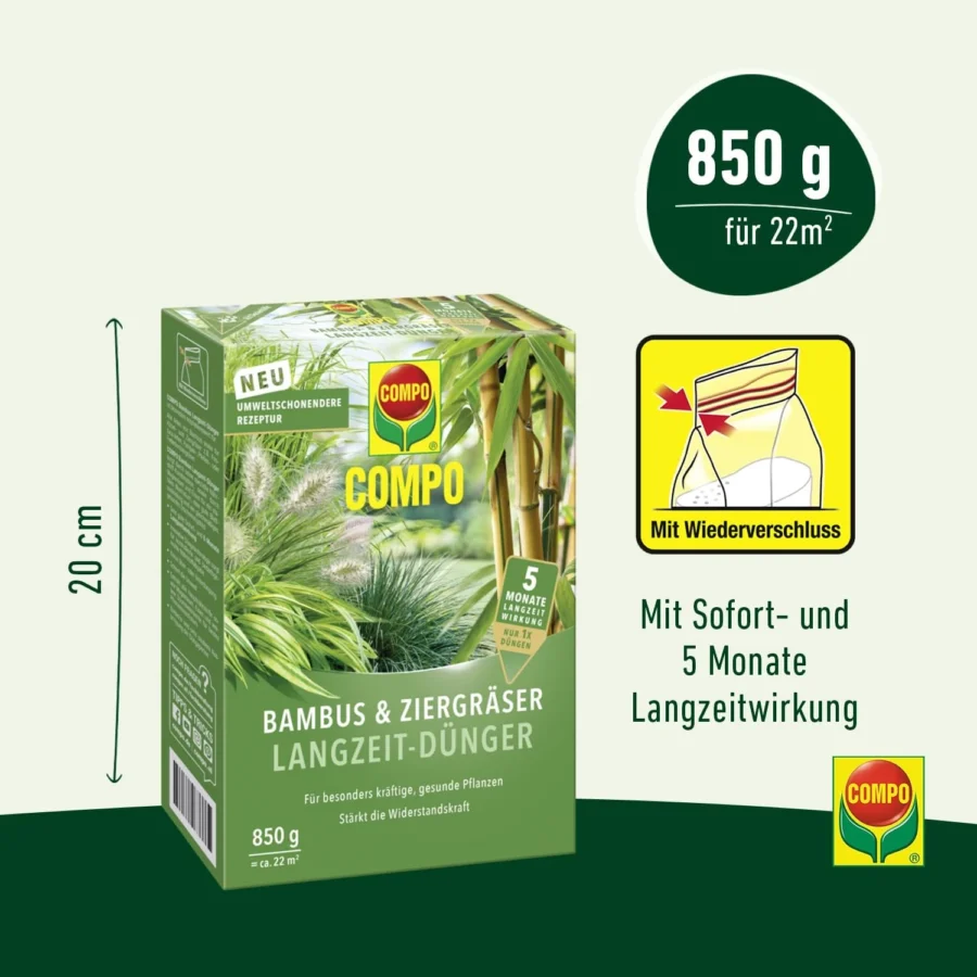 COMPO Bambus Ziergräser Langzeit Dünger, 850 g - ab Sofort und 5 Monate Langzeitwirkung