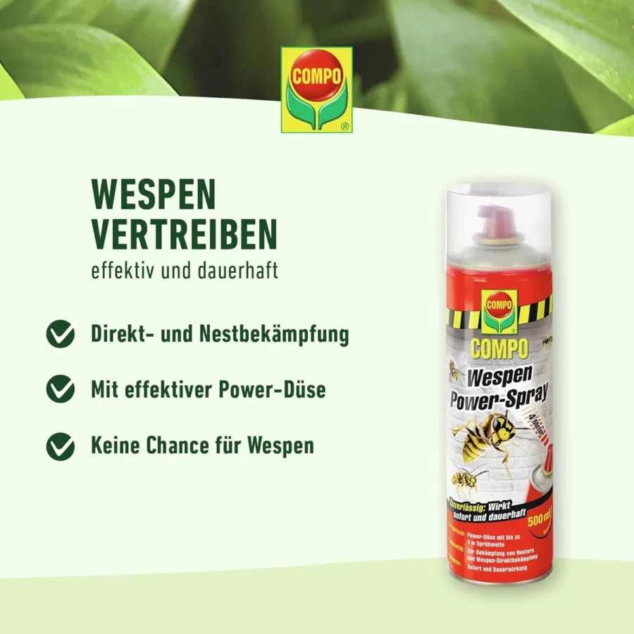 COMPO Wespen Power-Spray, 500 ml Spraydose - Wespen vertreiben - effektiv und dauerhaft