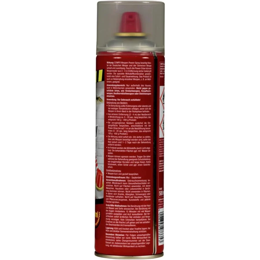 COMPO Wespen Power-Spray, 500 ml Spraydose - Dose Rückseite 2